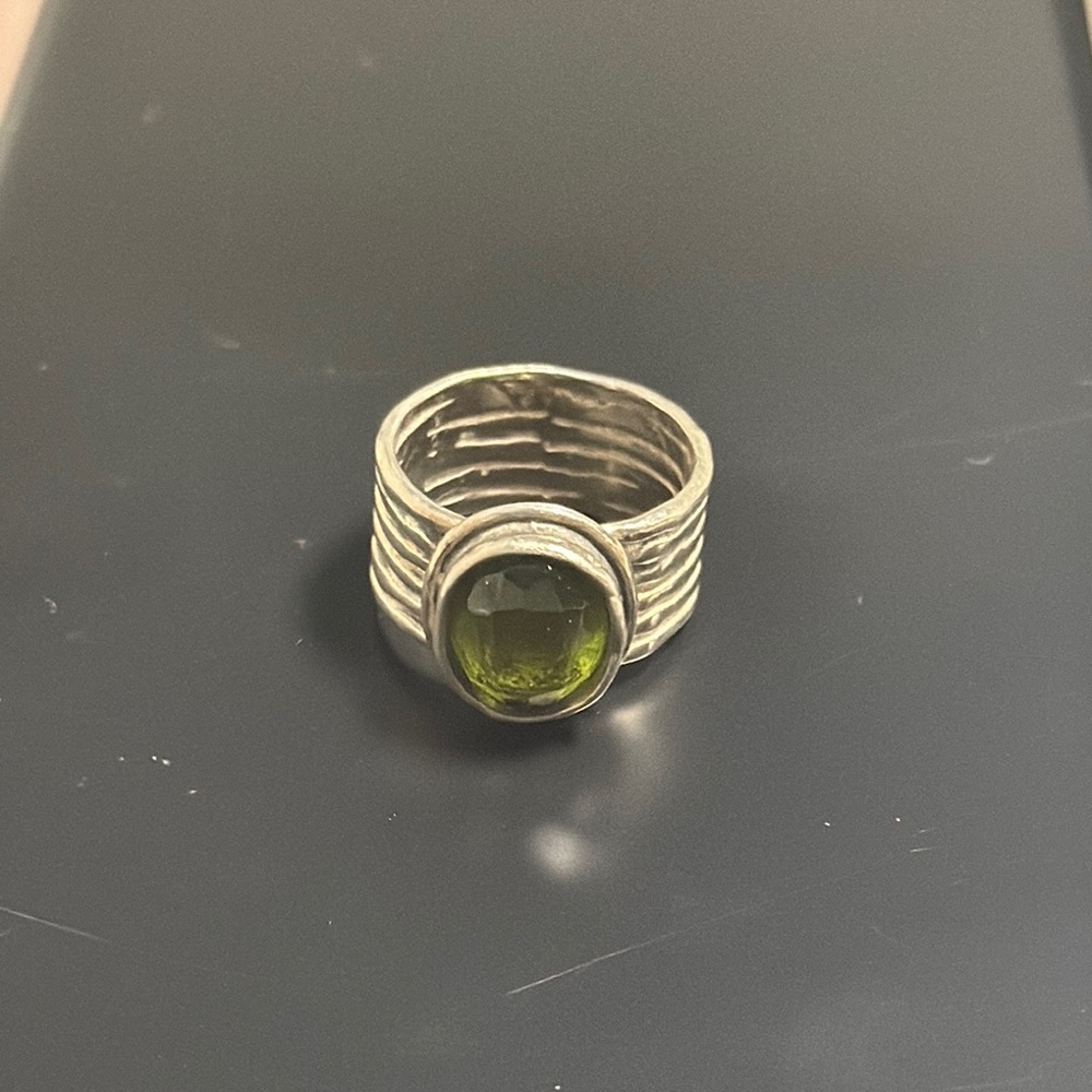 Elegant Silver Ring with Green Stone